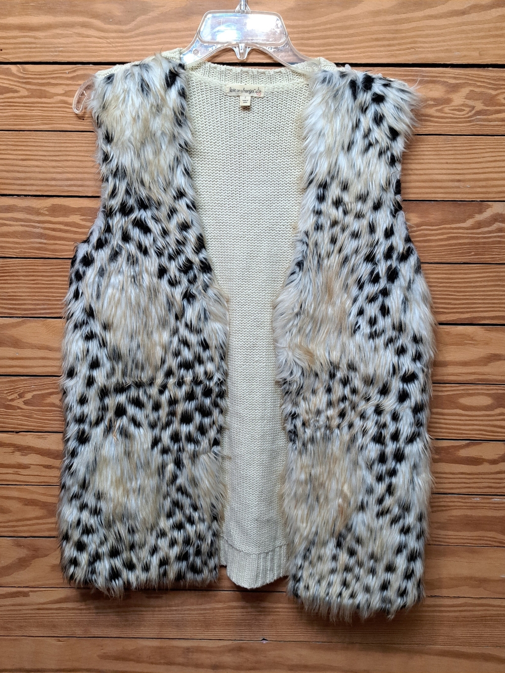 love on a hanger Faux Fur Leopard-Print Vest - Cream & Black